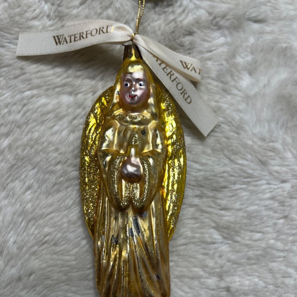 Waterford Christmas Angel Ornament 5.5" Gold Glass Handmade In Germany